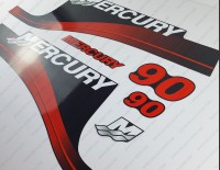Mercury 90HP Two Stroke Outboard Decal Kit RED